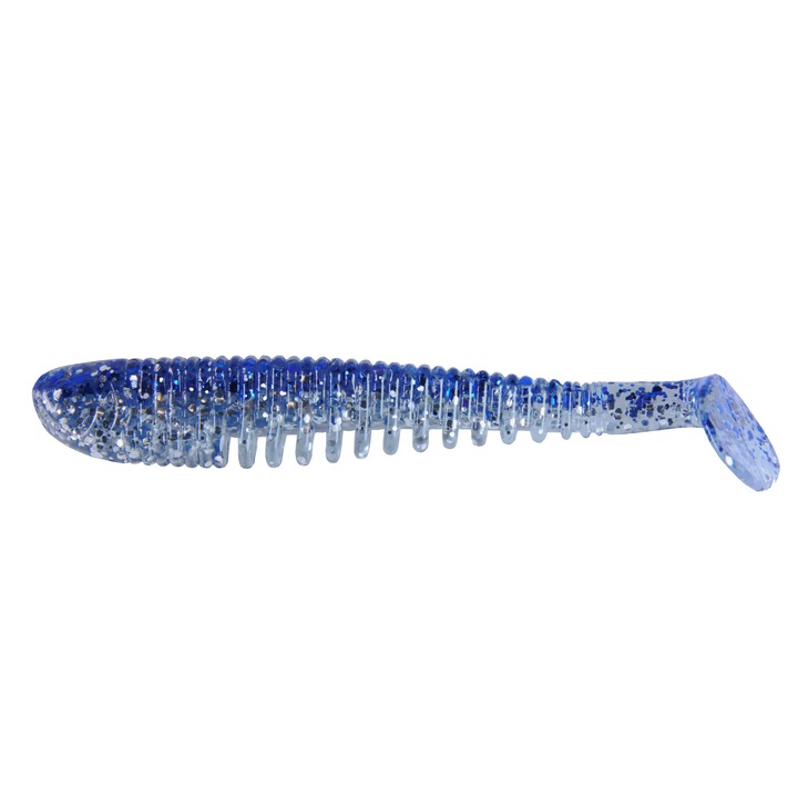 Set 5 buc Shad KP Skeleton Shad 7.5cm, Blue Ice, pentru pescuitul la biban, salau si stiuca