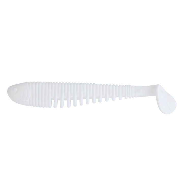 Set 5 buc Shad KP Skeleton Shad 7.5cm, White, pentru pescuitul la biban, salau si stiuca