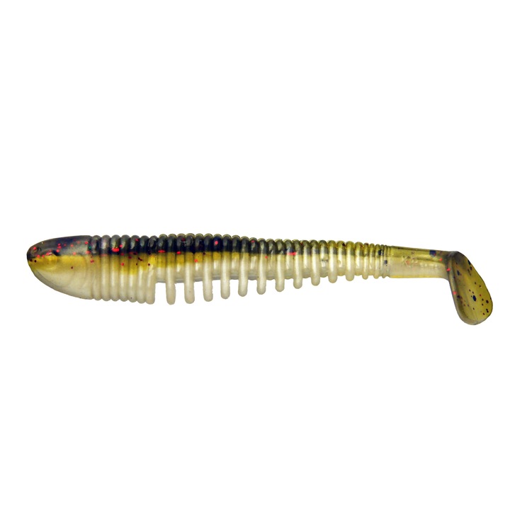 Set 5 buc Shad KP Skeleton Shad 7.5cm, Brown Glitter Pearl, pentru pescuitul la biban, salau si stiuca