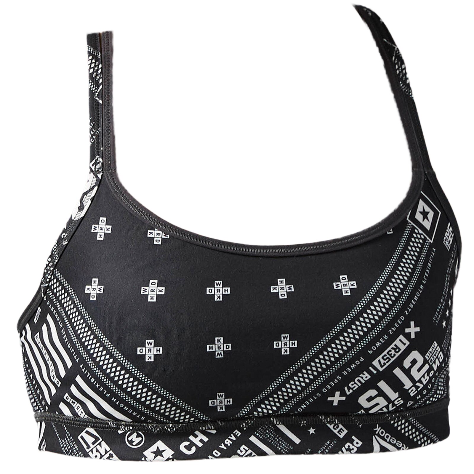 Bustiera femei Reebok OS AOP AX9088, XS INTL, Negru