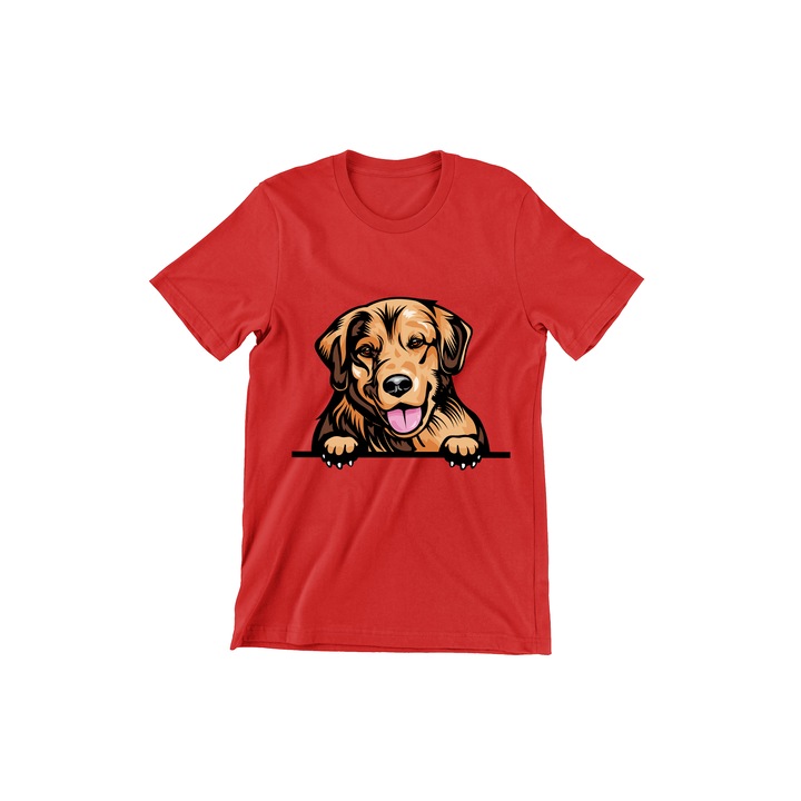 Tricou Copii, Dogs, Hello Golden Retriever, rosu