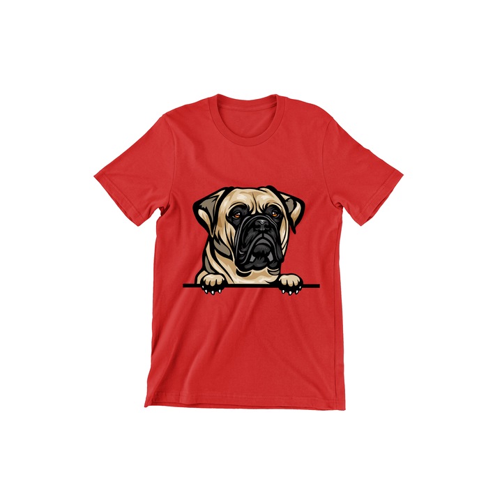 Tricou Copii, Dogs, Hello Bull Mastiff, rosu