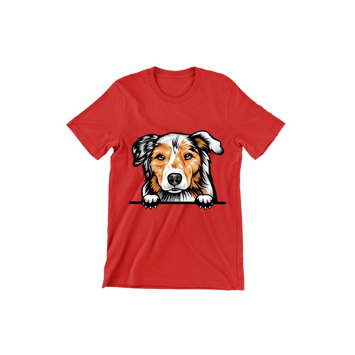 Tricou Copii, Dogs, Hello Australian Shepherd, rosu