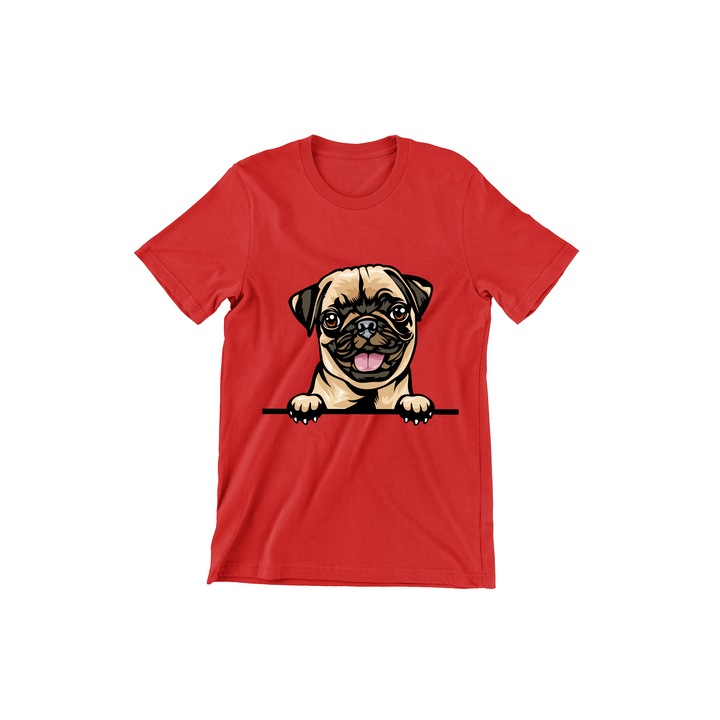 Tricou Copii, Dogs, Hello Pug, rosu