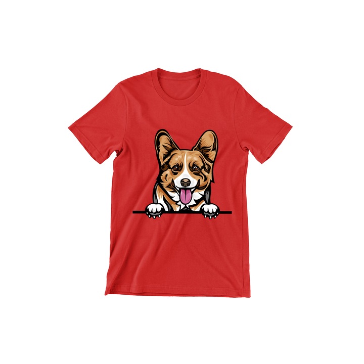 Tricou Copii, Dogs, Hello Corgi, rosu