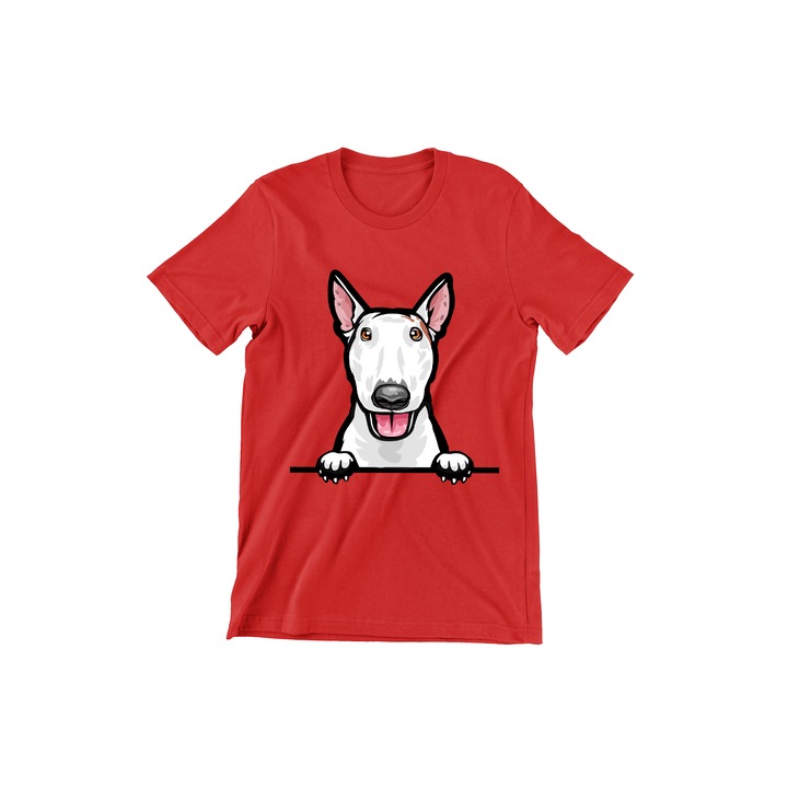 Tricou Copii, Dogs, Hello Bull Terrier, rosu