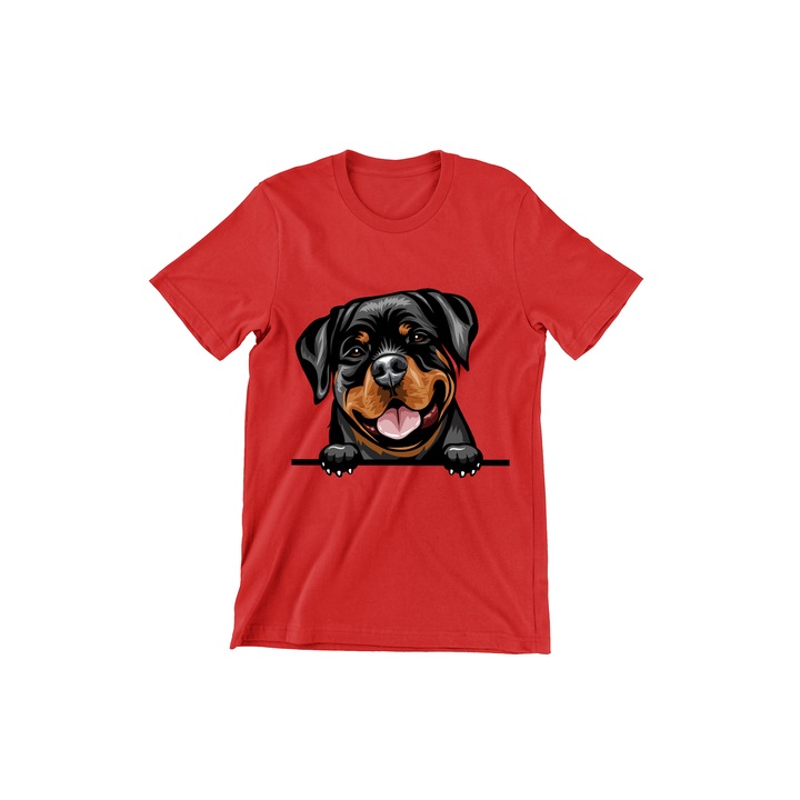 Tricou Copii, Dogs, Hello Rottweiler, rosu