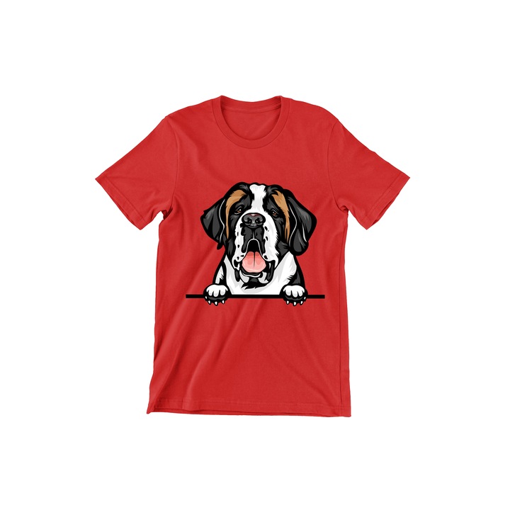 Tricou Copii, Dogs, Hello Saint Bernard, rosu