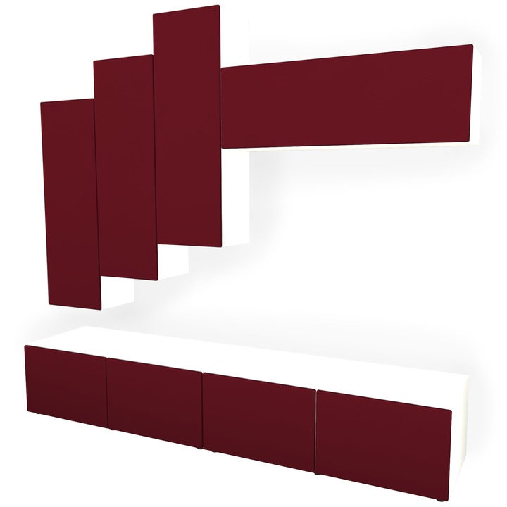 Living Armonia Mdf Rosu - Varianta 3 cu sistem " push to open"