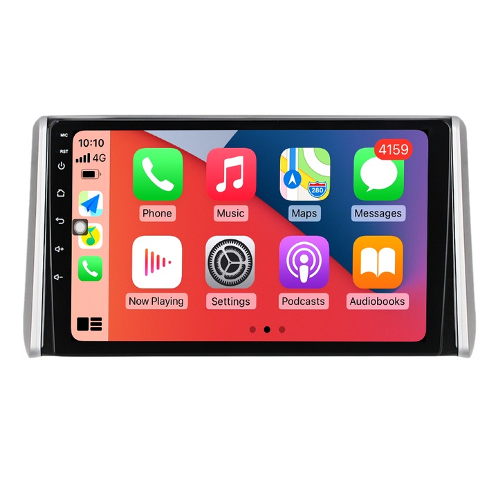 Navigáció kompatibilis a 2018-2022 közötti Toyota Rav 4-el, NAVIGPS, 4 GB RAM és 64 GB ROM, 9 hüvelykes QLED kijelző, vezeték nélküli Carplay és Android Auto, Octacore processzor, 4G sim slot, DSP hang, hátrameneti kamera, Bluetooth, USB, Wi Fi, Rádió