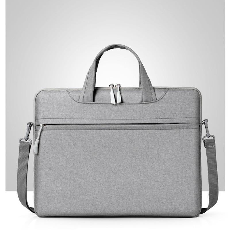 Geanta laptop portabila, MorFansi, Fibre sintetice/Lana, 15.6", 40x30 cm, Gri