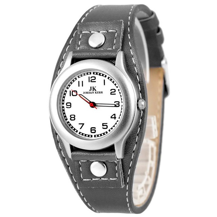 Ceas pentru copii Jordan Kerr, curea din piele, Gri
