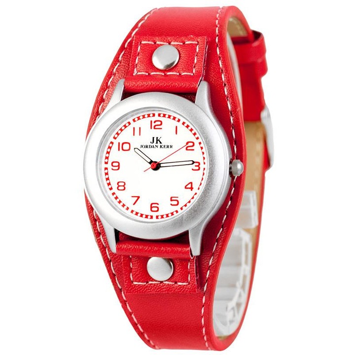 Ceas pentru copii Jordan Kerr, curea din piele, Rosu