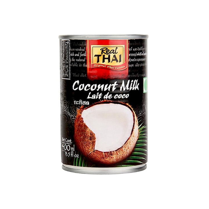 Lapte de nuca de cocos thailandez 85%, Real Thai, 400 ml