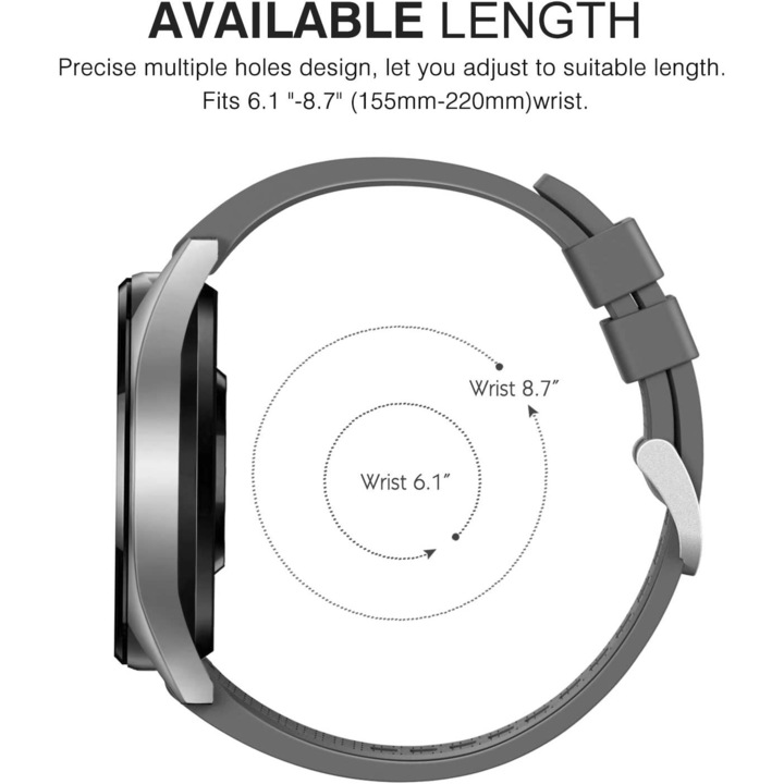 Set 3 Curea silicon 22 mm compatibila cu Huawei Watch GT2 pro / GT2 46mm / GT 46mm / GT 2e, gri, verde armata, verde deschis