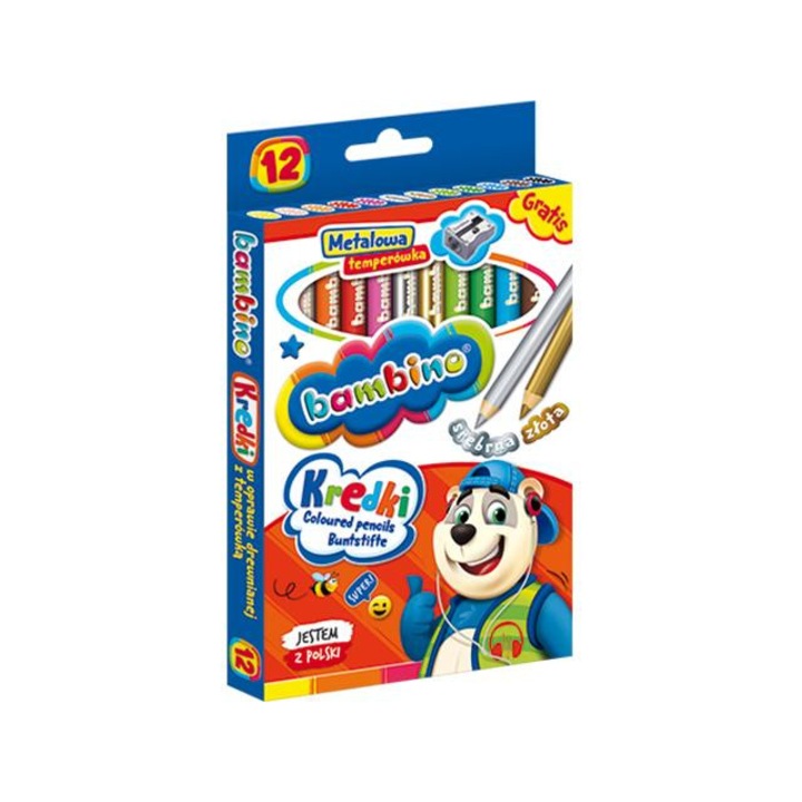 Unipap 5000249 Bambino: Jumbo színes ceruza 12db-os szett hegyezővel