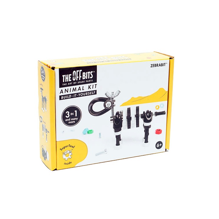 Set de construit cu suruburi si piulite, The Offbits, ZebraBit, 47 piese