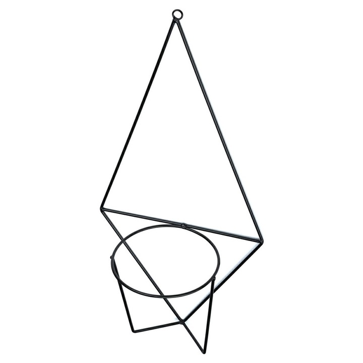 Suport de perete pentru plante, 63x29x17 cm, Metal, Negru