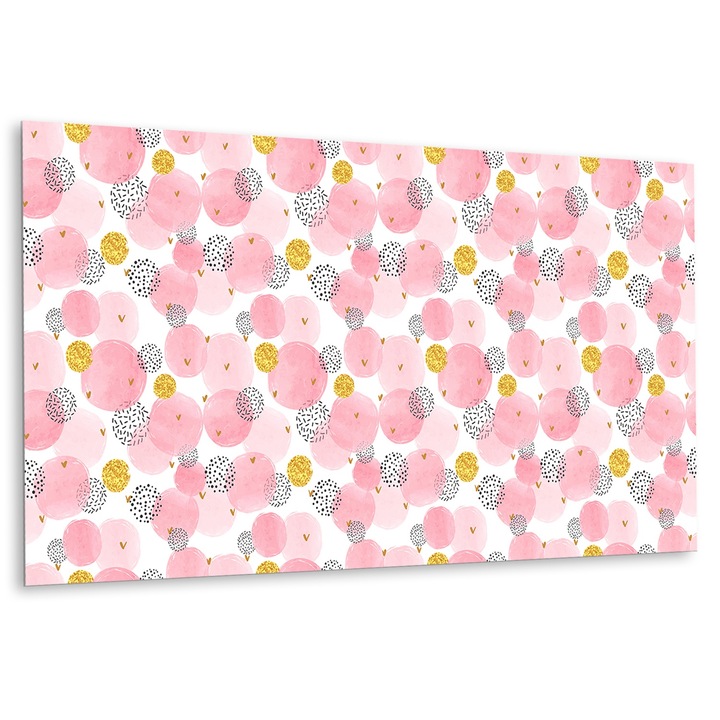 Panou de perete decorativ, Puncte, Roz, 100 cm x 50 cm
