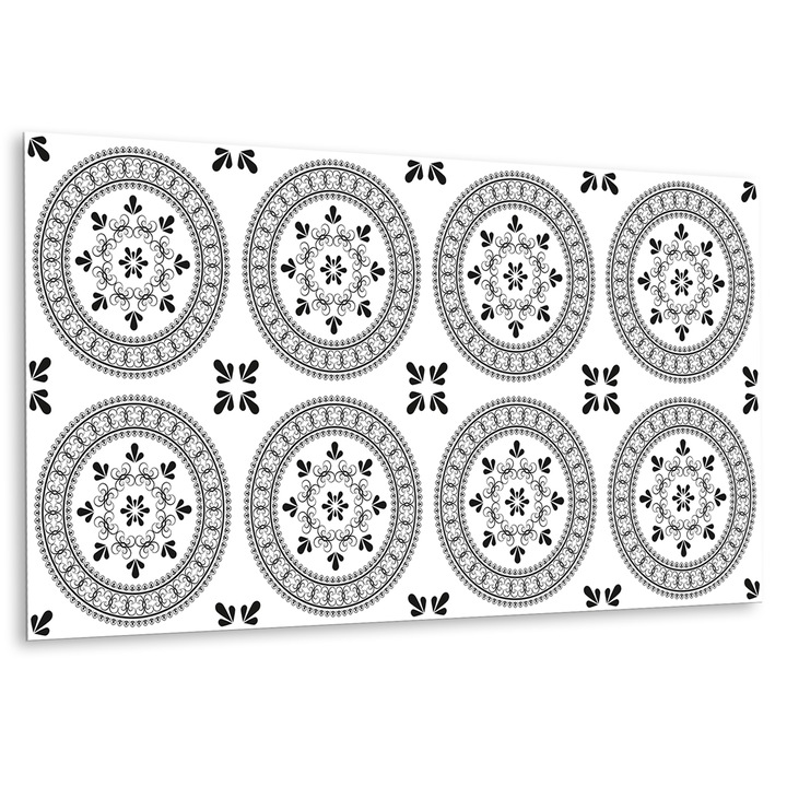 Panou de perete decorativ, Model oriental, Alb, 100 cm x 50 cm