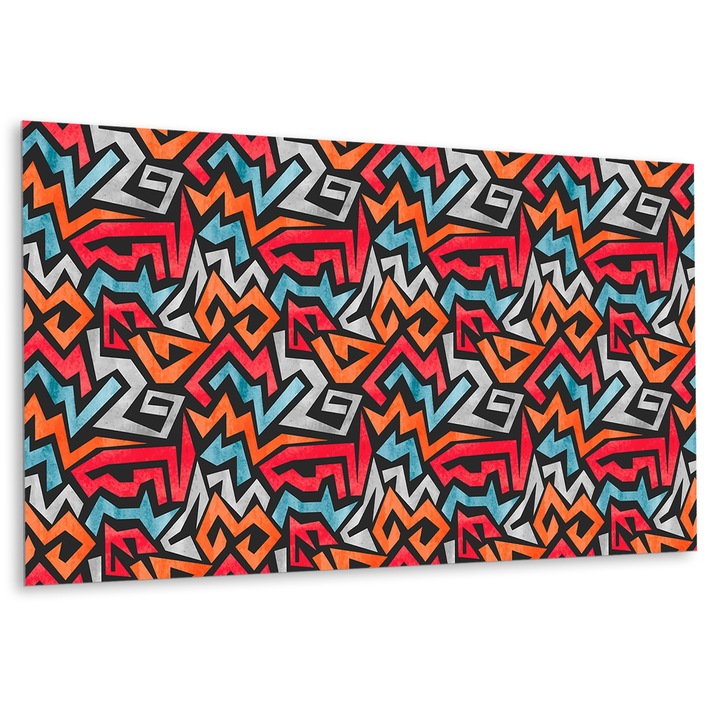 Panou de perete decorativ, Abstractia graffiti, Multicolor, 100 cm x 50 cm