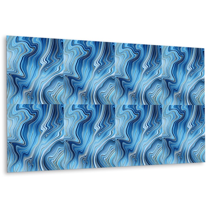 Panou de perete decorativ, Textura marmura, Albastru, 100 cm x 50 cm