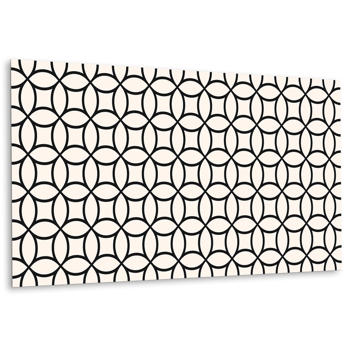 Panou de perete decorativ, Roti geometrice, Negru, 100 cm x 50 cm