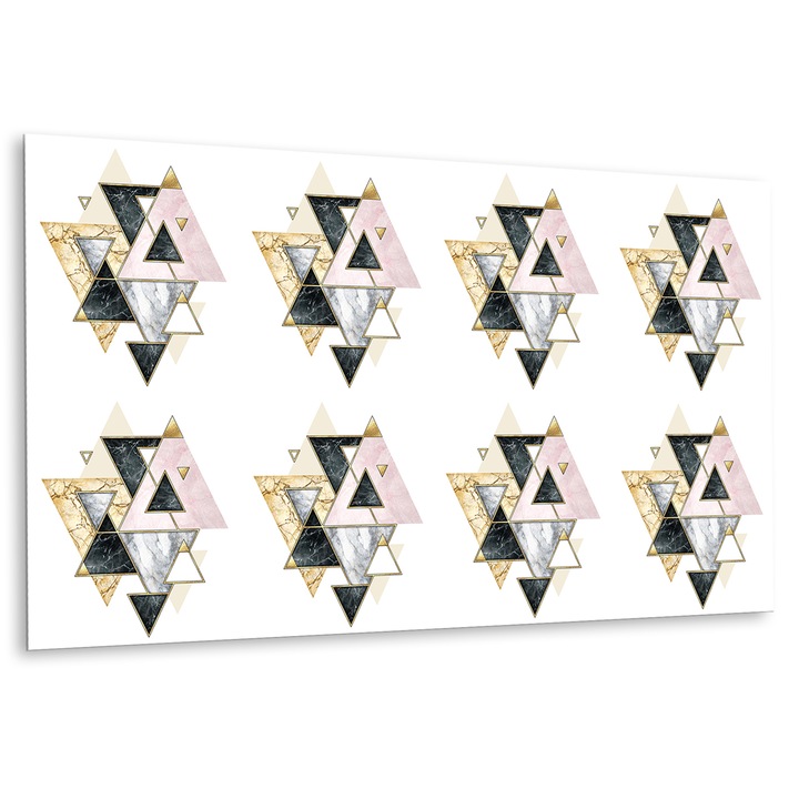 Panou de perete decorativ, Triunghiuri geometrice, Multicolor, 100 cm x 50 cm