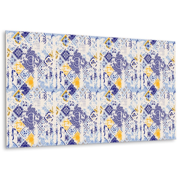 Panou de perete decorativ, Azulejos de epoca, Multicolor, 100 cm x 50 cm