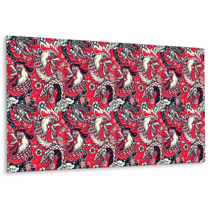 Panou de perete decorativ. Sarpe si cocos. Rosu. 100 cm x 50 cm. 010310540010000020947