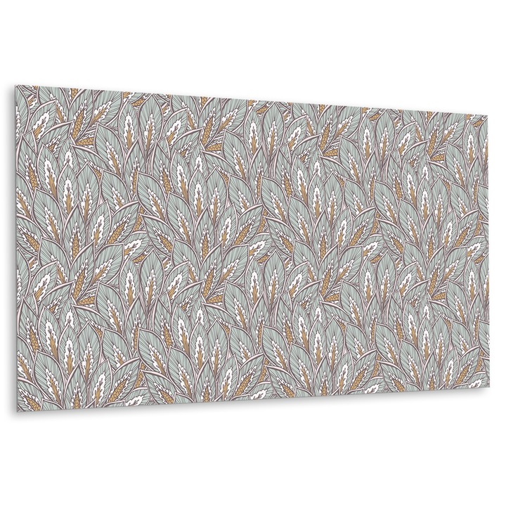 Panou de perete decorativ, Model floral oriental, Gri, 100 cm x 50 cm