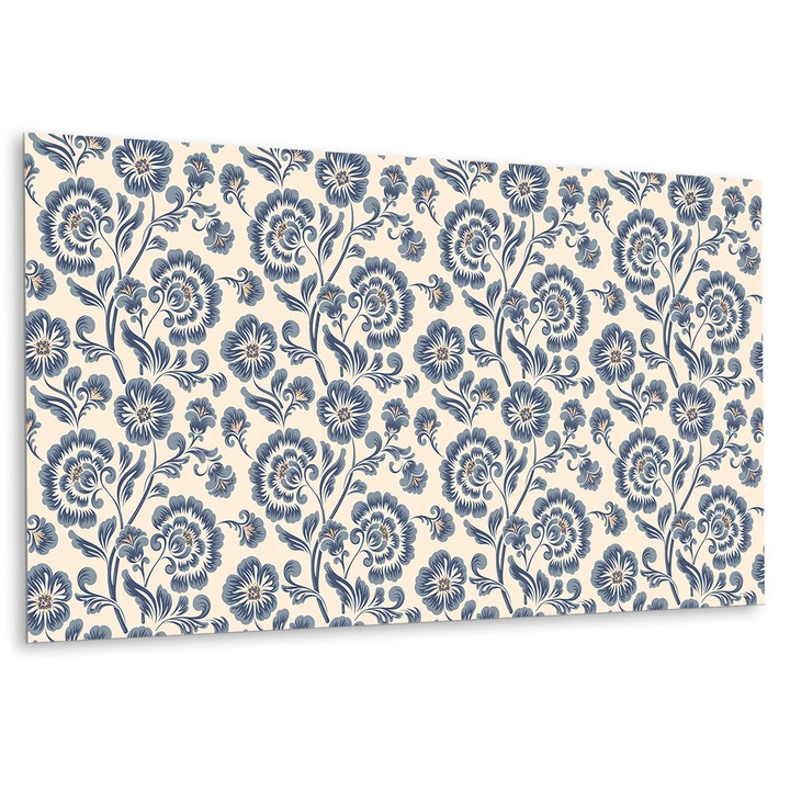 Panou de perete decorativ, Model floral clasic, Gri, 100 cm x 50 cm