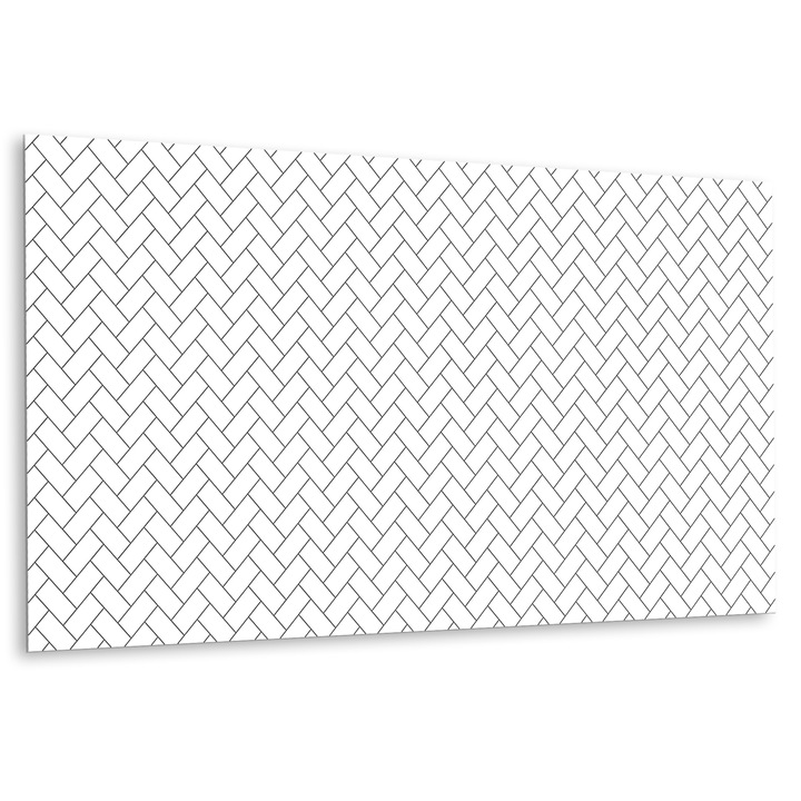 Öntapadó csempe kinézetű PVC matrica, halszálka, Fehér, dekoratív csempe, 100 cm x 50 cm