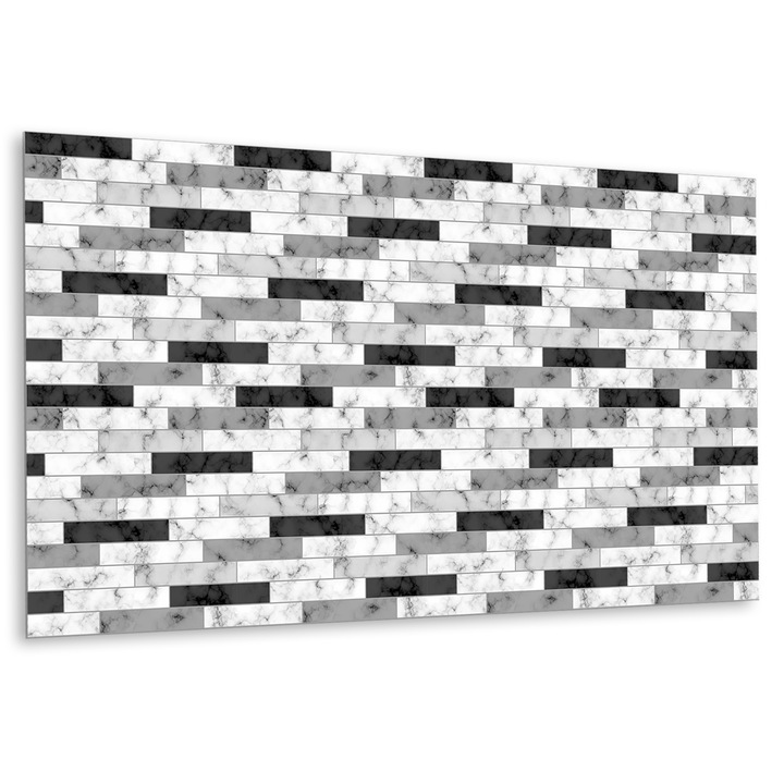 Panou de perete decorativ, Placi de marmura, Gri, 100 cm x 50 cm