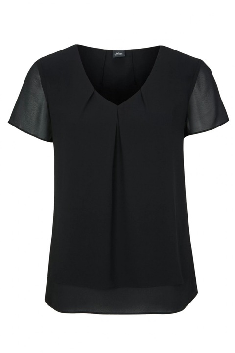 Дамска блуза с v-образно деколте s. Oliver, Черна, 46