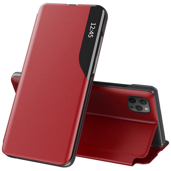Капак, съвместим с iPhone 12 Pro Max, Grip Texture, T73, Екологична кожа, Crazy Red
