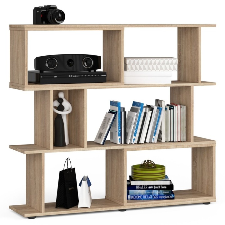 Biblioteca cu 6 mini rafturi FIX, Akord Furniture Factory ,48 kg, Placa laminata ,Stejar sonoma