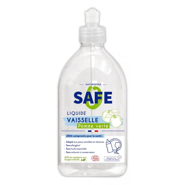 BIO mosogatószer, zöld alma illattal, allergénmentes Safe 500 ml