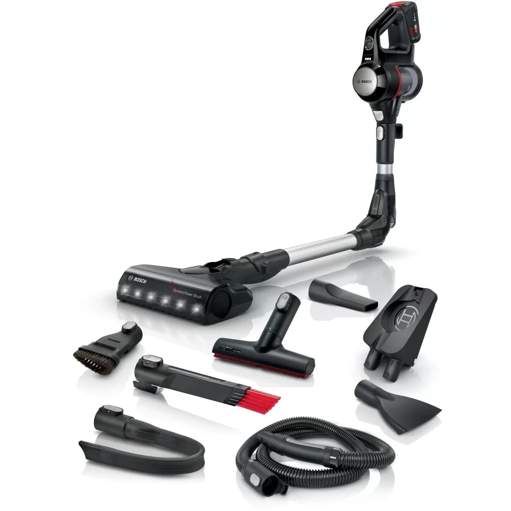 Aspirator Vertical 2 in 1 BOSCH Unlimited 7 BCS711EXT, 0.3l, 18V, Autonomie maxima 40 min, Negru-Argintiu