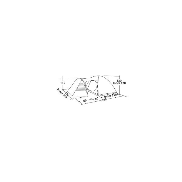 Tente Easy Camp Blazar 300 – 3 Personnes, Mâts Fibre De Verre, 2 Entrées, Dimension 180x340 Cm – Verte