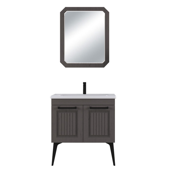 Set mobilier baie Hero, 3 piese, 80 cm, Latte Massive