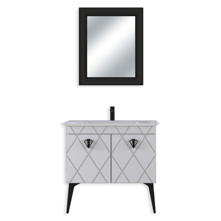 Set mobilier baie Cosmos, 3 piese, 90 cm, alb