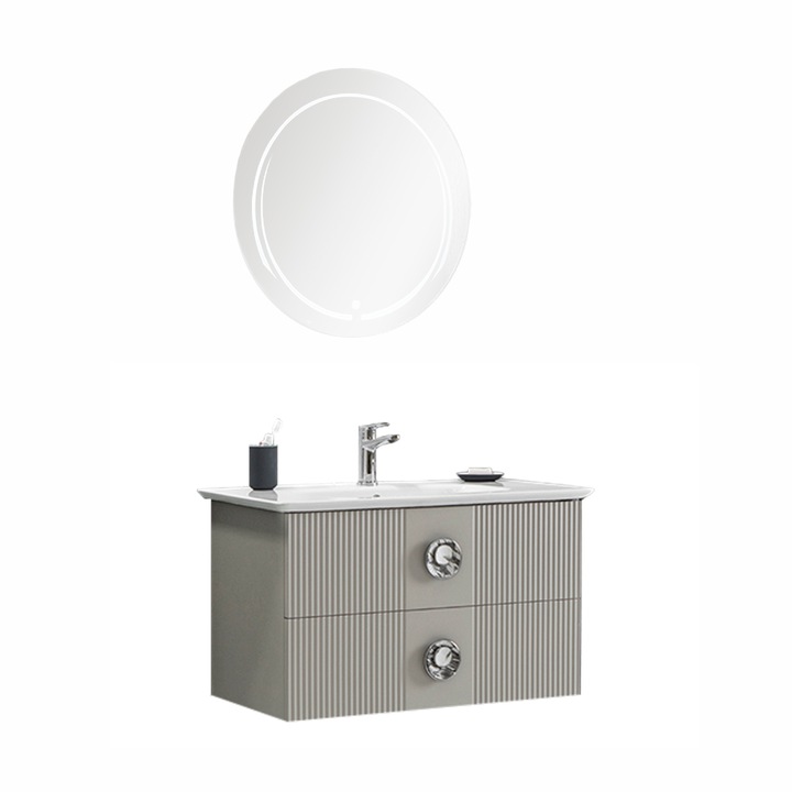 Set mobilier baie Vanity 90 cm 3 piese Gri