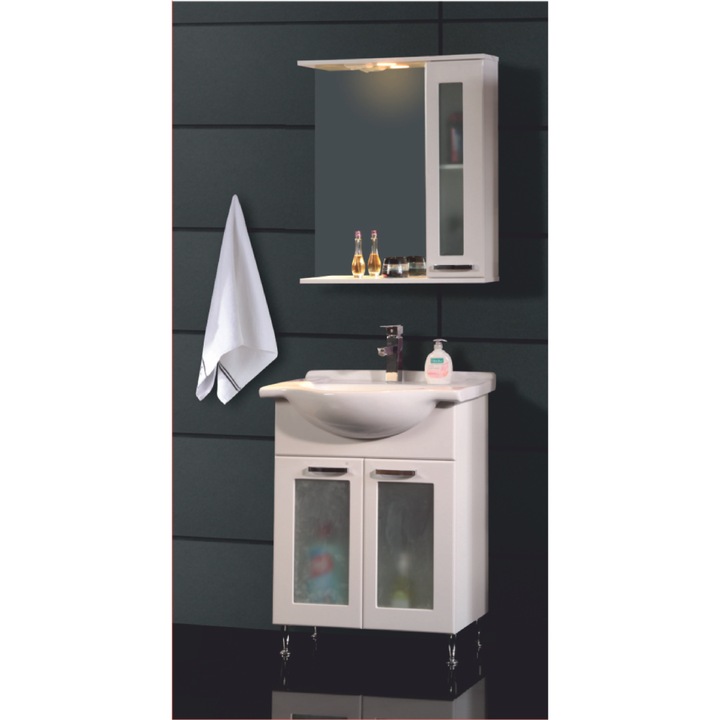 Set mobilier baie Venus, 3 piese, alb, 65 cm