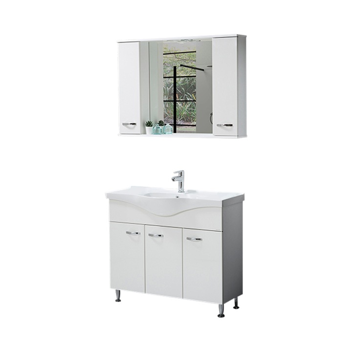 Set mobilier baie Olimpos, 3 piese, alb, 105 cm