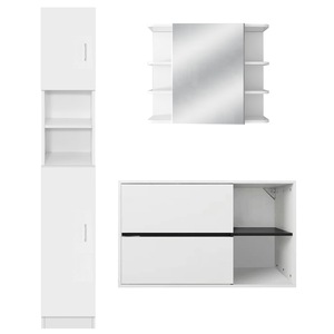 Set 3 piese mobilier baie, ML-Design, PAL/MDF alb, constructie robusta, spatiu generos de depozitare, 190 x 30 x 25 cm