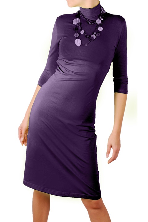 Дамска рокля Ivanel Полуполо, С 3/4 ръкав, Тъмновиолетов