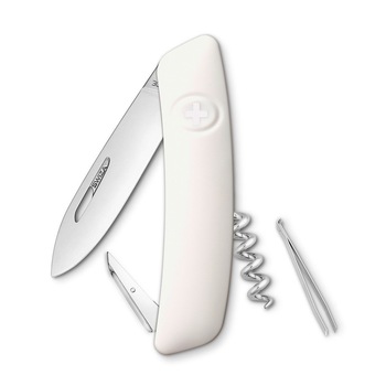 Briceag Swiza D01 alb cu tirbuson, 6 functii Briceag Swiza D01 alb cu tirbuson, 6 functii