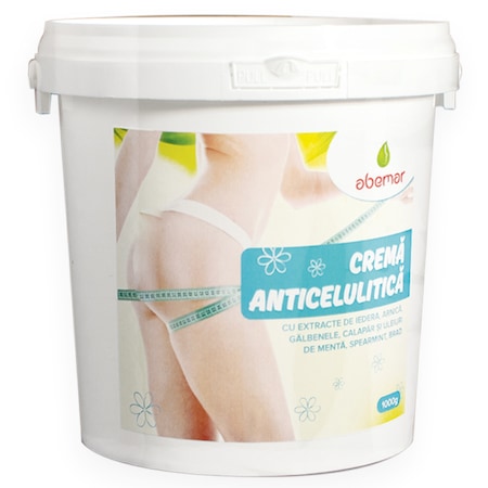Crema anticelulitica cu extracte de iedera, arnica, galbenele, calapar si uleiuri de menta, spearmint, brad, 1000 grame