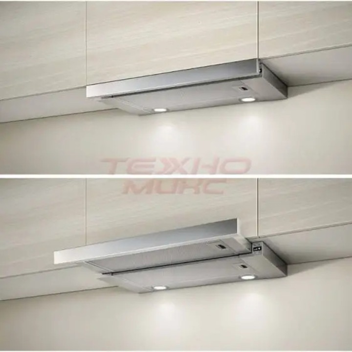 Hota Decorativa GRUNDIG GDKP2464BBSC, 1 motor, 700 m3/h, L 60 cm, Negru-Inox